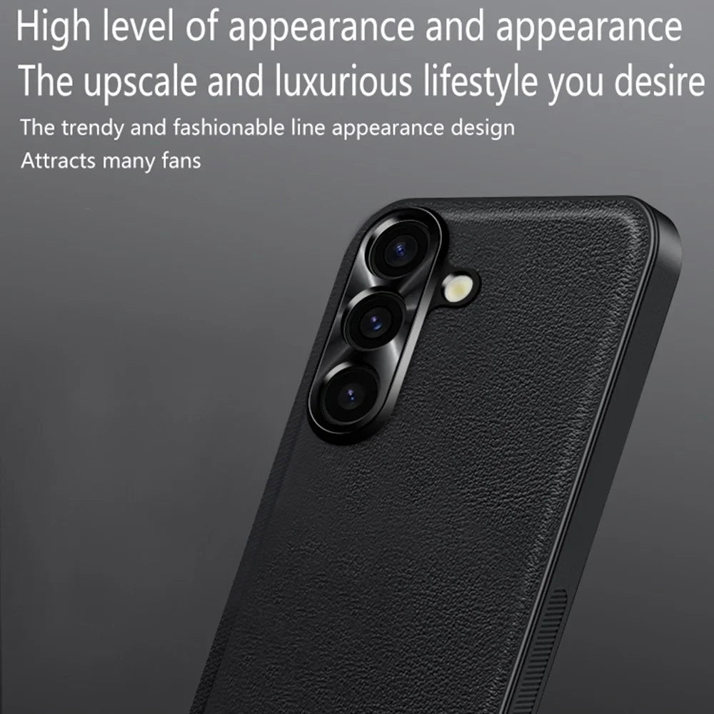 For Samsung Galaxy A56 5G Case PU + TPU + PC Phone Back Cover with Metal Lens Frame - Wine Red - 3