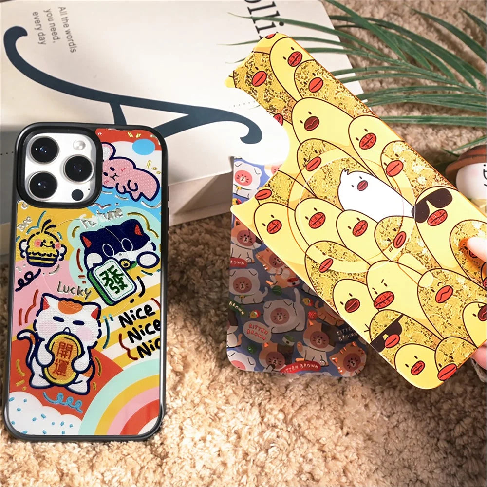 For iPhone 16 Pro Magnetic Case TPU PC Phone Cover with Detachable Green Lucky Cat Backplate - Green - 7