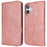 For iPhone 17 Case PU Leather Calf Textured Magnetic Closing Smart Phone Cover - Rose Gold - 1