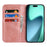 For iPhone 17 Case PU Leather Calf Textured Magnetic Closing Smart Phone Cover - Rose Gold - 2