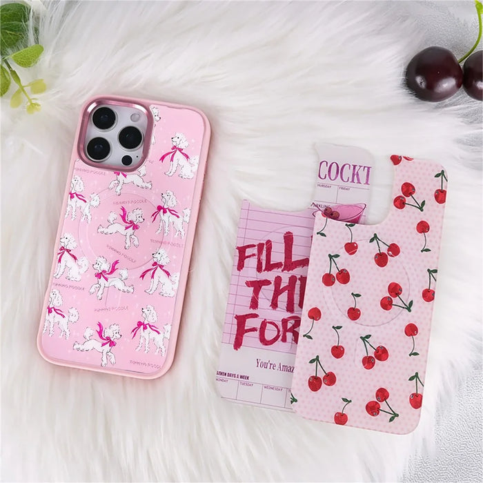 For iPhone 16 Pro Max Magnetic Case TPU PC Phone Cover with Detachable Running Dog Backplate - Silver - 7