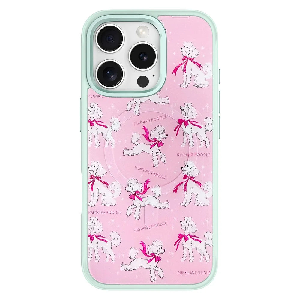 For iPhone 16 Pro Magnetic Case TPU PC Phone Cover with Detachable Running Dog Backplate - Green - 1