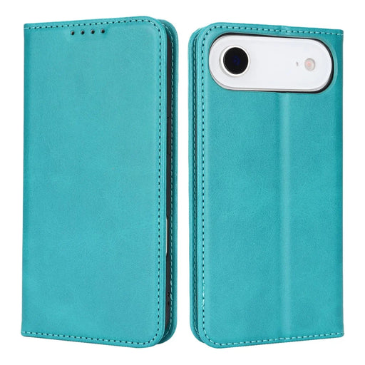 For iPhone Air Case PU Leather Calf Textured Magnetic Closing Smart Phone Cover - Sky Blue - 1