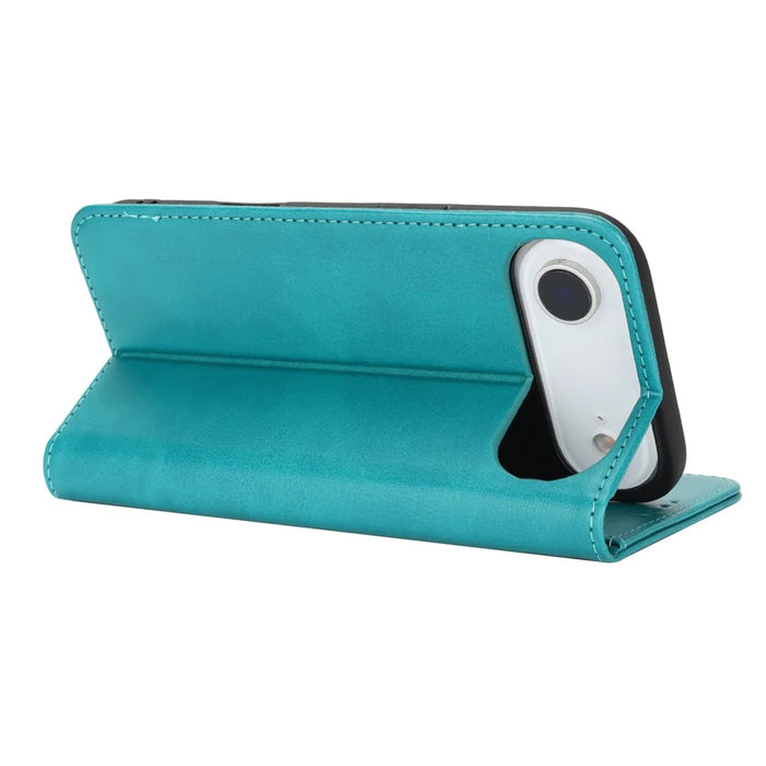 For iPhone Air Case PU Leather Calf Textured Magnetic Closing Smart Phone Cover - Sky Blue - 3