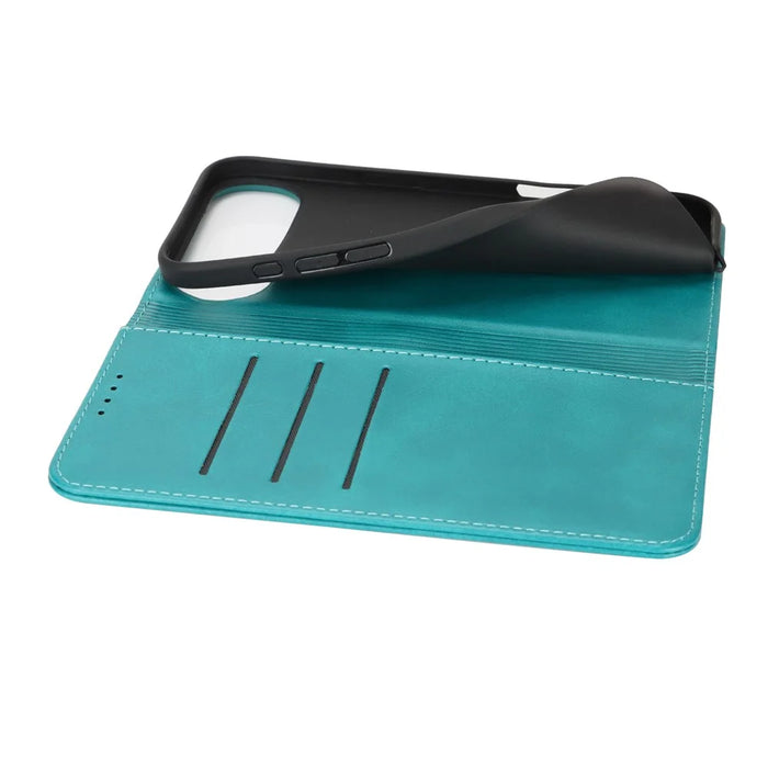 For iPhone Air Case PU Leather Calf Textured Magnetic Closing Smart Phone Cover - Sky Blue - 5