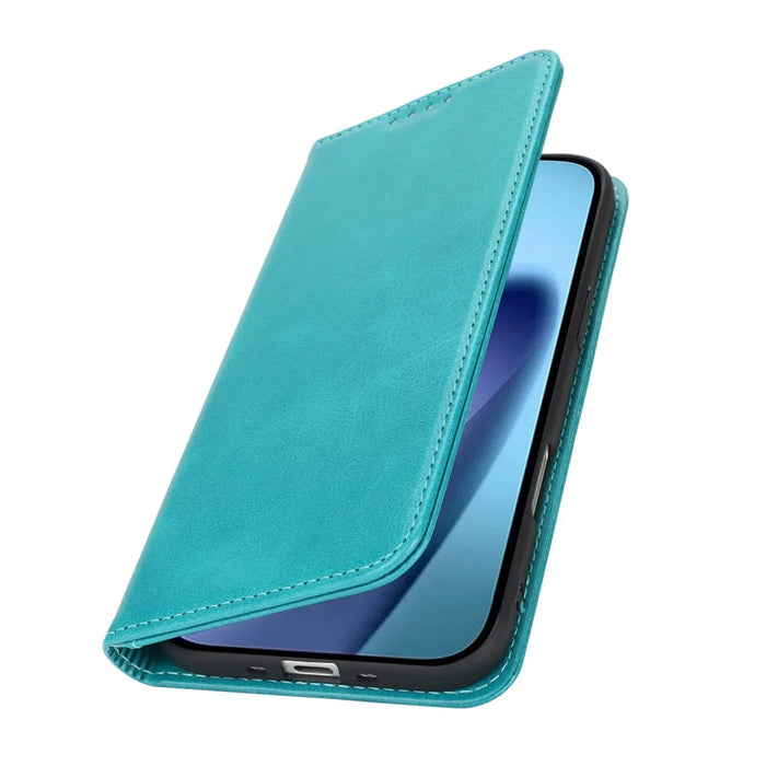 For iPhone Air Case PU Leather Calf Textured Magnetic Closing Smart Phone Cover - Sky Blue - 6