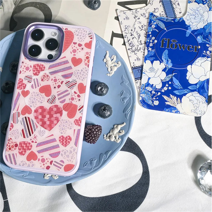 For iPhone 16 Pro Max Case Compatible with MagSafe Phone Cover with Detachable Love Heart Pattern Backplate - Black - 5