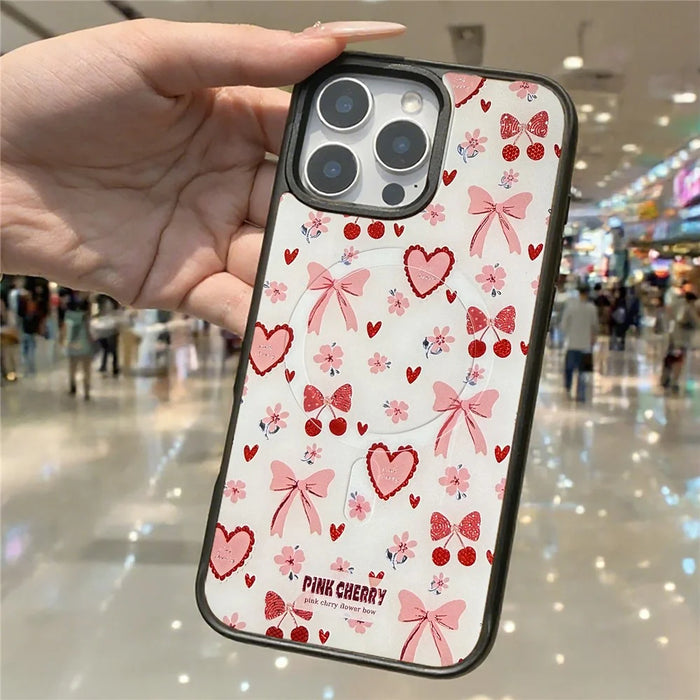 For iPhone 16 Pro Magnetic Case TPU PC Phone Cover with Detachable Pink Lover Theme Backplate - Green - 5