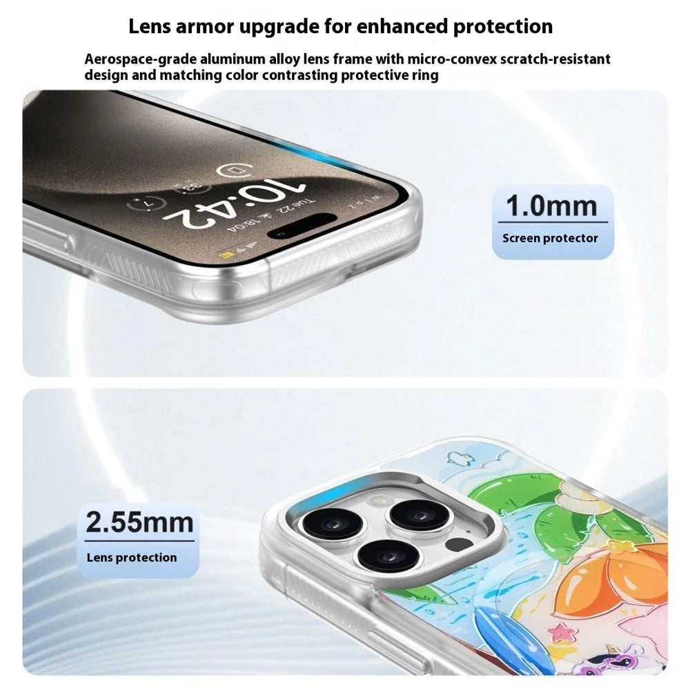 For iPhone 16 Pro Magnetic Case TPU PC Phone Cover with Detachable Cute Piggy Backplate - Black - 3