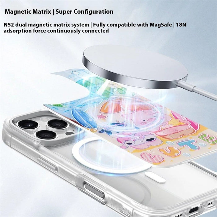 For iPhone 16 Pro Magnetic Case TPU PC Phone Cover with Detachable Cute Piggy Backplate - Black - 7