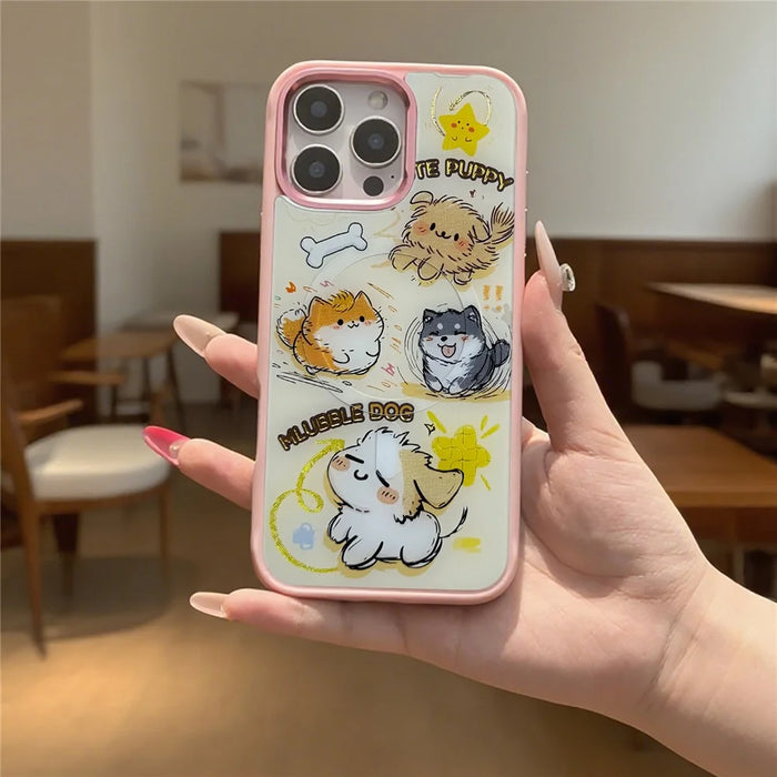 For iPhone 16 Pro Max Magnetic Case TPU PC Phone Cover with Detachable Whirlwind Dog Backplate - Green - 3