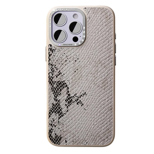 JAUCASE For iPhone 16 Pro Max Magnetic Case Snake Texture PU + TPU + PC Phone Back Cover - White - 1