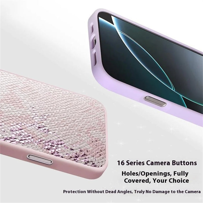JAUCASE For iPhone 16 Pro Max Magnetic Case Snake Texture PU + TPU + PC Phone Back Cover - White - 3