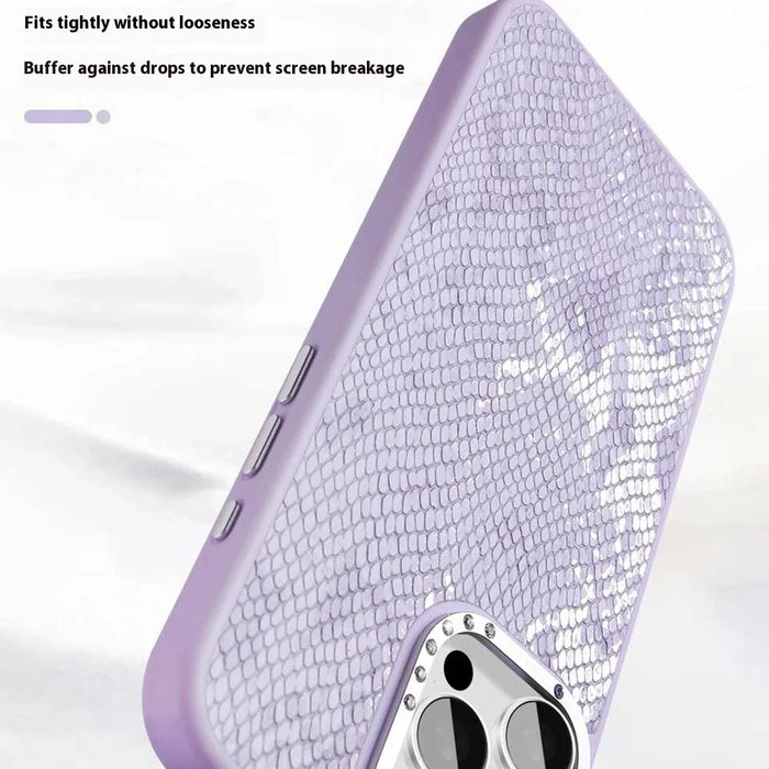 JAUCASE For iPhone 16 Pro Max Magnetic Case Snake Texture PU + TPU + PC Phone Back Cover - White - 6