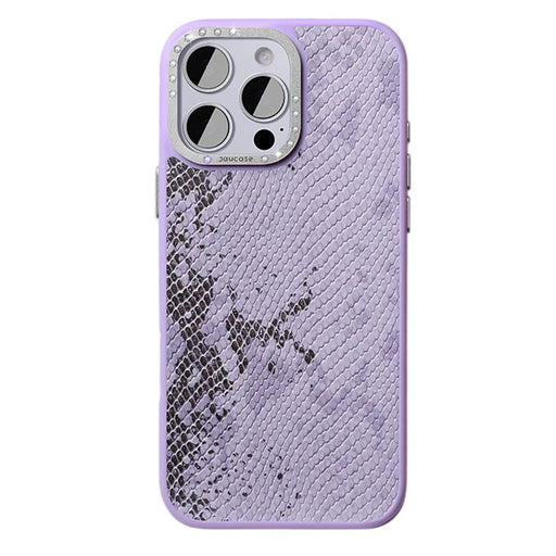 JAUCASE For iPhone 16 Pro Magnetic Case Snake Texture PU + TPU + PC Phone Back Cover - Purple - 1