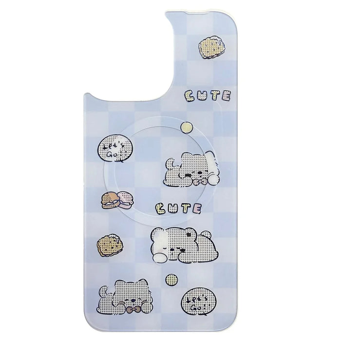 For iPhone 16 Pro Magnetic Case TPU PC Phone Cover with Detachable Cookie Bear Blue Backplate - Green - 2