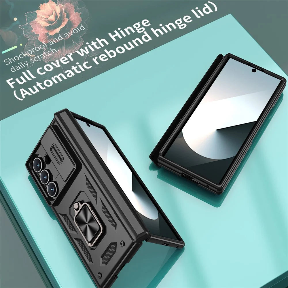 For Samsung Galaxy Z Fold7 5G Case PC + TPU Shockproof Phone Back Cover with Kickstand - Black - 4