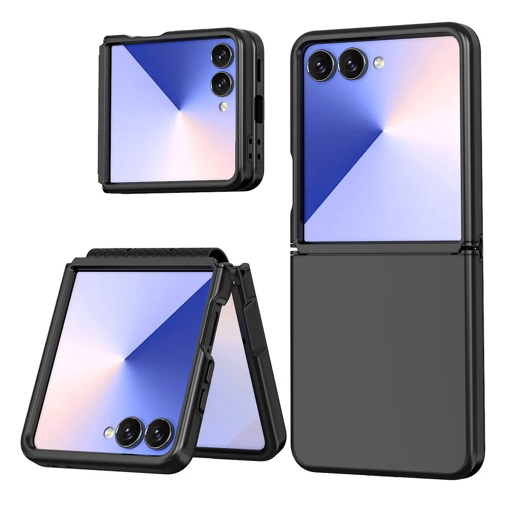 For Samsung Galaxy Z Flip7 5G Case Shockproof TPU PC Slim Phone Cover Skin-Touch - Black - 1