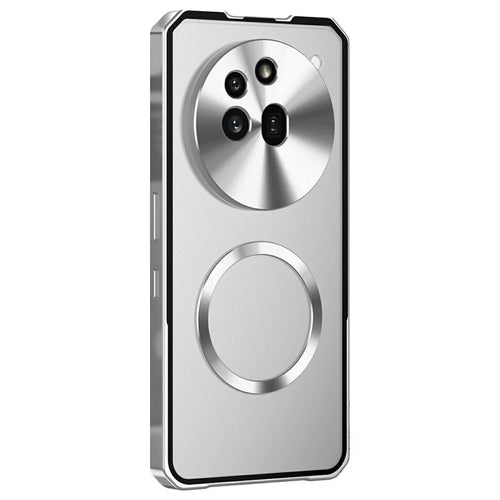 For Nothing Phone (3a) Pro Magnetic Case Hard PC Metal Frame Frosted Phone Back Cover - Silver - 1