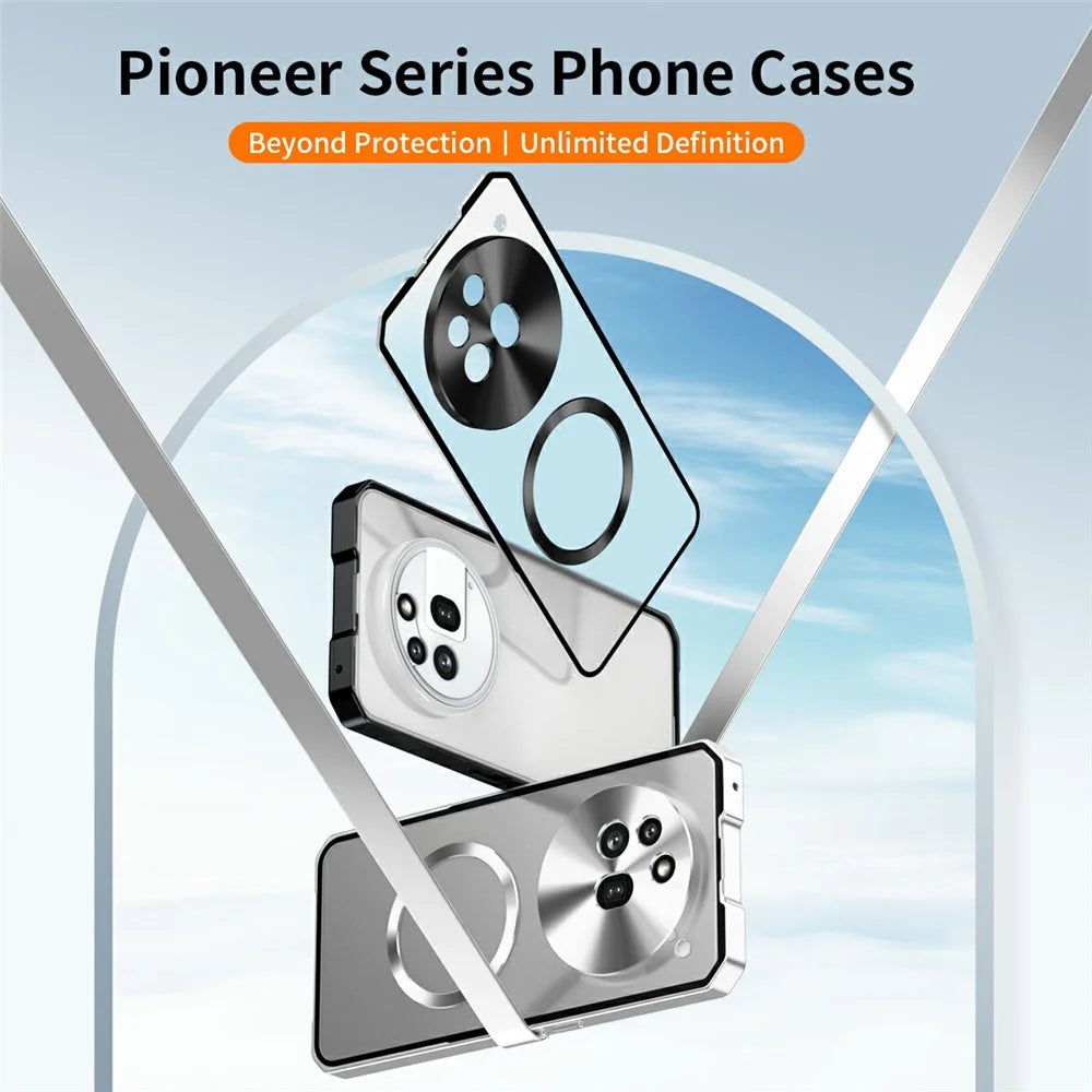 For Nothing Phone (3a) Pro Magnetic Case Hard PC Metal Frame Frosted Phone Back Cover - Silver - 2