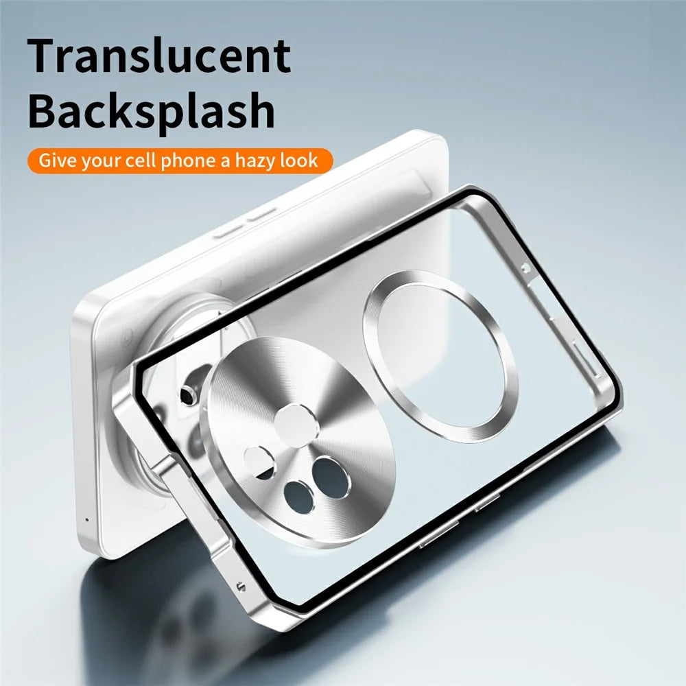 For Nothing Phone (3a) Pro Magnetic Case Hard PC Metal Frame Frosted Phone Back Cover - Silver - 5