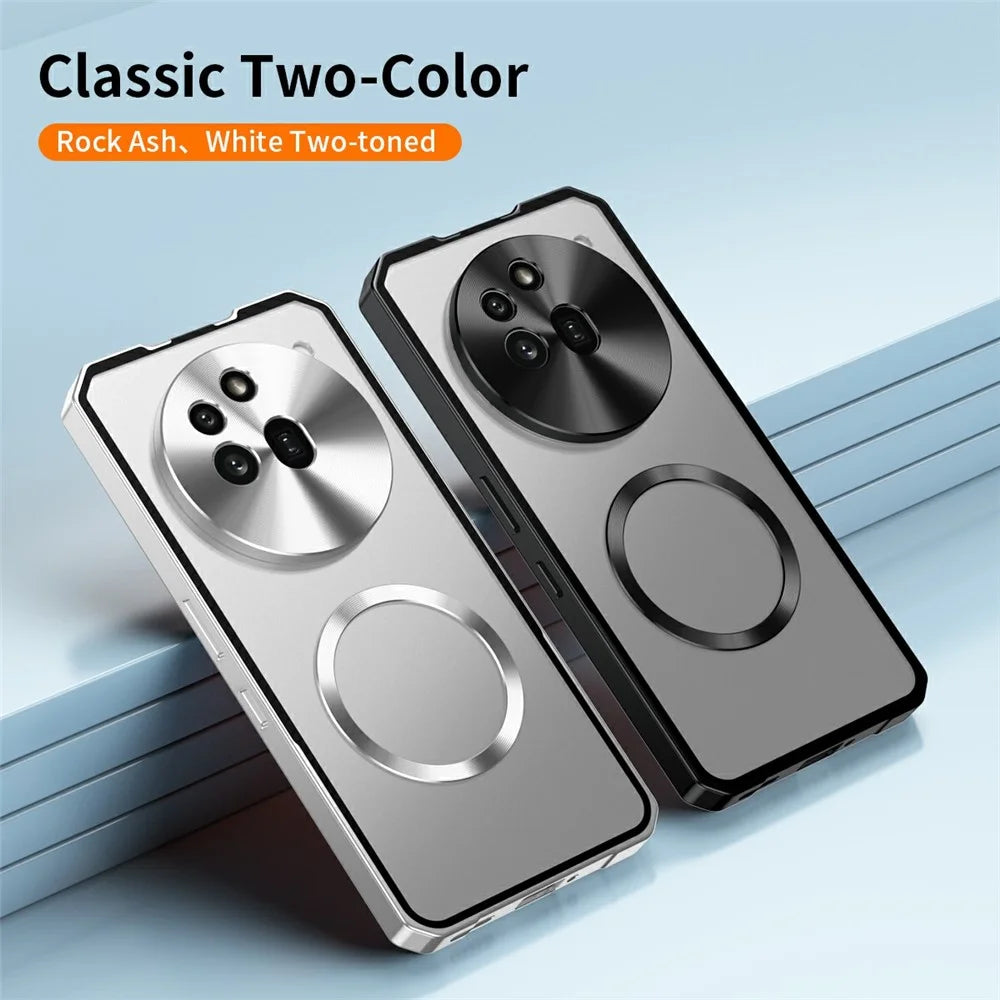 For Nothing Phone (3a) Pro Magnetic Case Hard PC Metal Frame Frosted Phone Back Cover - Silver - 6