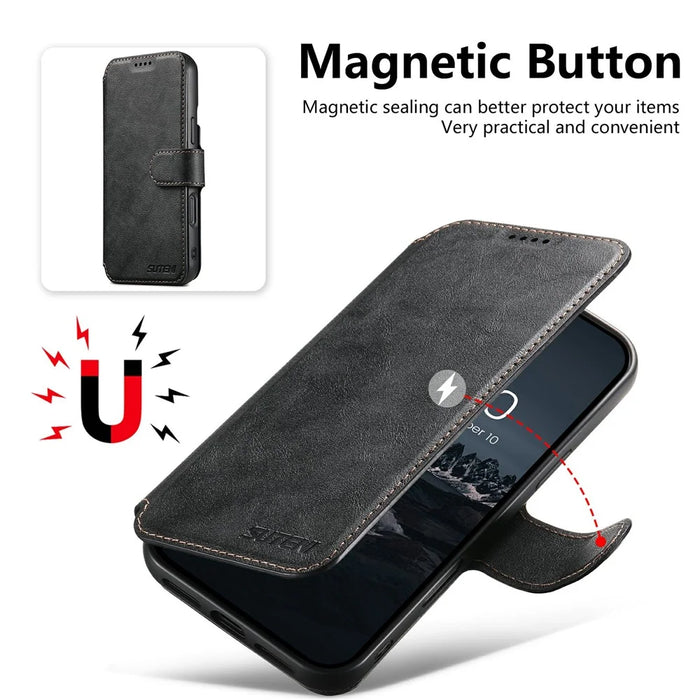 SUTENI Q-05 For iPhone 17 Wallet Case 2 in 1 Detachable Leather Flip Phone Cover with Stand - Black - 5
