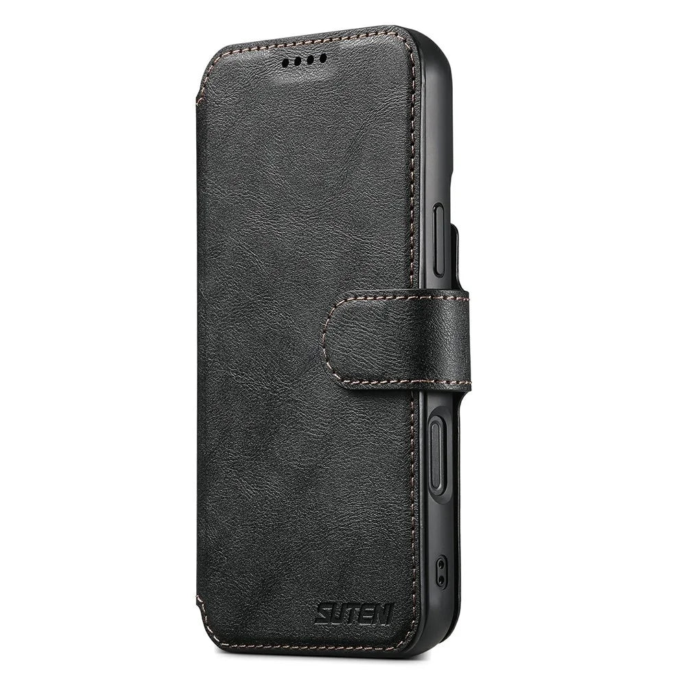 SUTENI Q-05 For iPhone 17 Wallet Case 2 in 1 Detachable Leather Flip Phone Cover with Stand - Black - 7