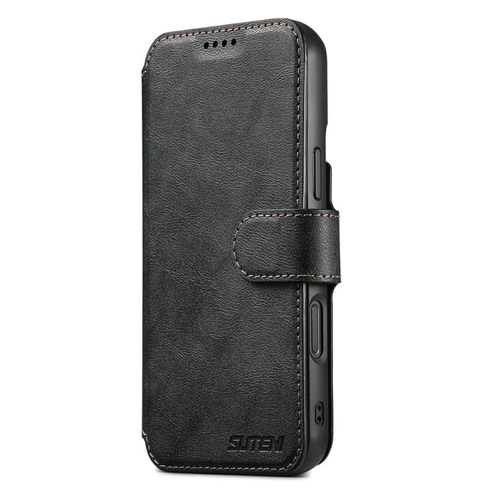 SUTENI Q-05 For iPhone 17 Wallet Case 2 in 1 Detachable Leather Flip Phone Cover with Stand - Black - 7
