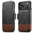 SUTENI Q-06 For iPhone 17 Pro Max Case Color Splicing Magnetic Detachable Leather Phone Cover - Black - 1