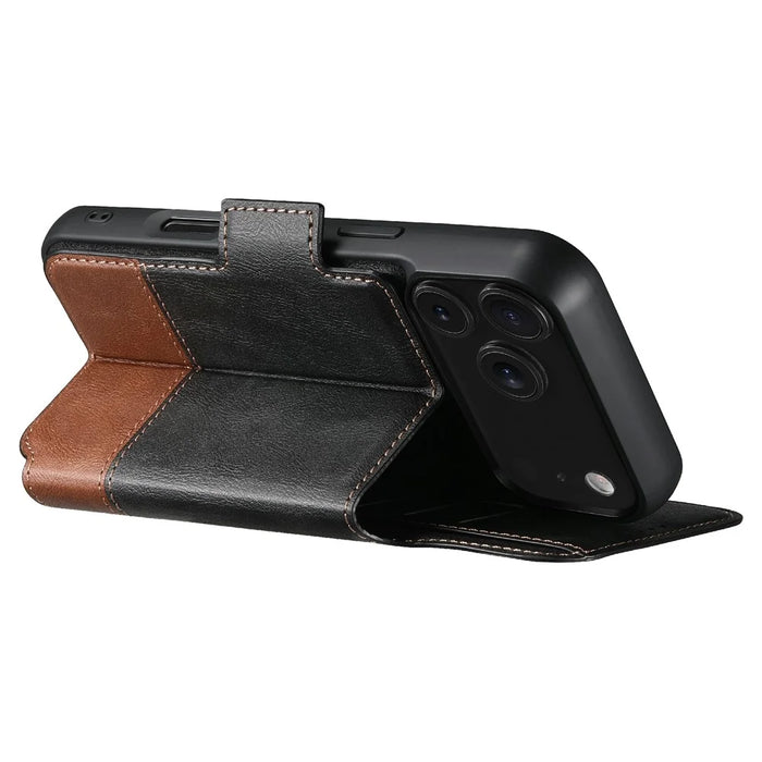 SUTENI Q-06 For iPhone 17 Pro Max Case Color Splicing Magnetic Detachable Leather Phone Cover - Black - 3