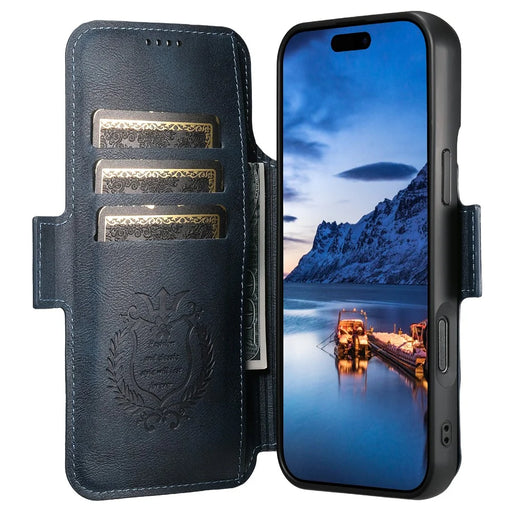 SUTENI Q-06 For iPhone Air Case Color Splicing Magnetic Detachable Leather Phone Cover - Blue - 2