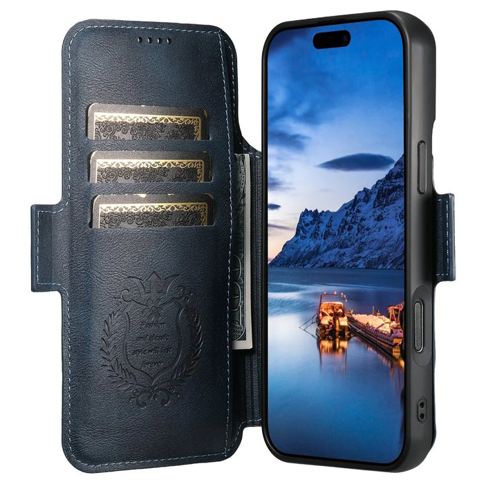 SUTENI Q-06 For iPhone Air Case Color Splicing Magnetic Detachable Leather Phone Cover - Blue - 2