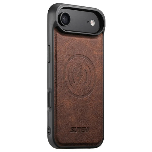 SUTENI G5 For iPhone Air Case Compatible with MagSafe Litchi Texture Leather Back Cover - Brown - 1