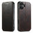 SUTENI J05 For iPhone 17 Case Compatible with MagSafe Textured PU Leather Flip Phone Cover - Brown - 1