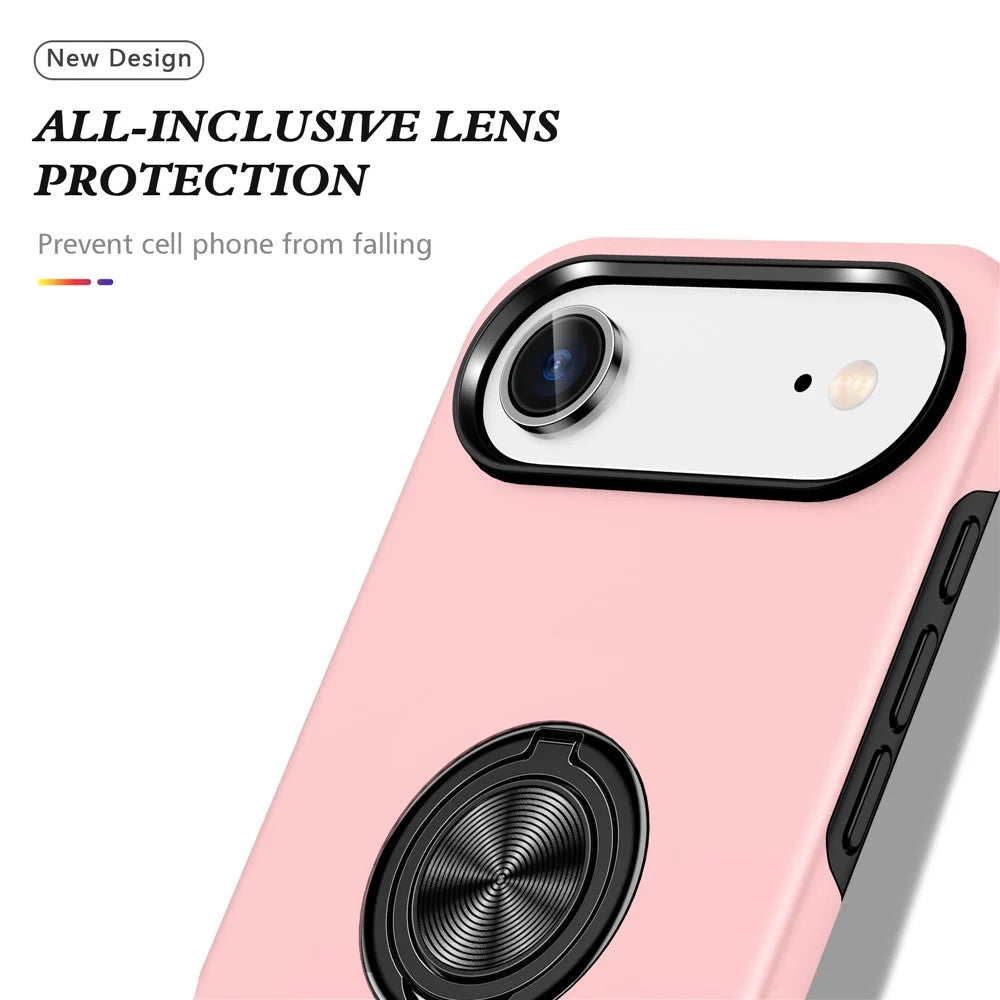 For iPhone Air Case PC + TPU Phone Cover with Rotatable Ring Holder - Rose Gold - 6