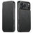 SUTENI J06 For iPhone 17 Pro Case Litchi Texture Leather Wallet Phone Shell Compatible with MagSafe - Black - 1