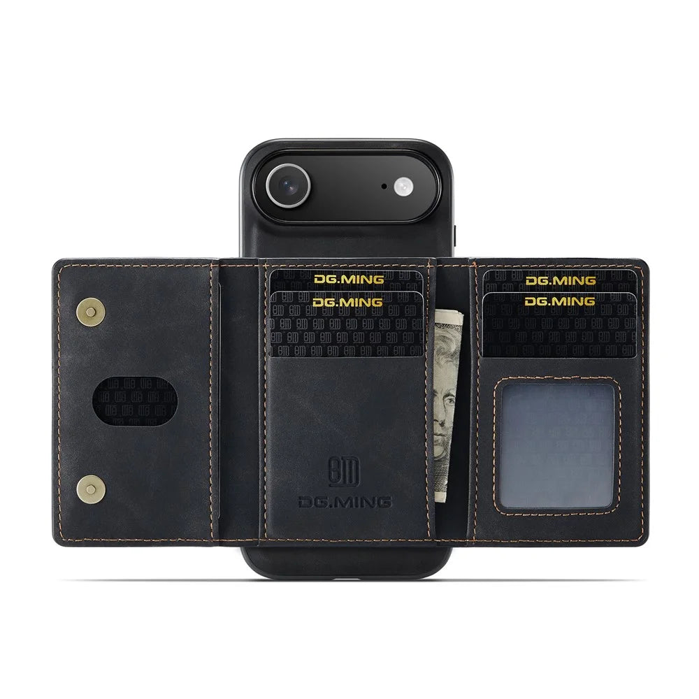 DG.MING M2 Series for iPhone Air Case PU + PC + TPU Phone Cover Detachable Wallet - Black - 4
