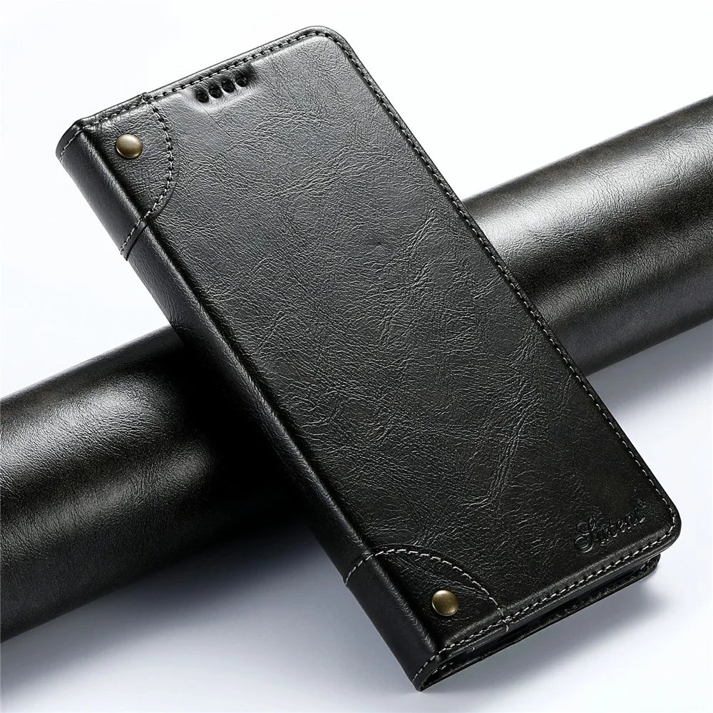 SUTENI For iPhone 17 Case PU Leather Stand Wallet Phone Cover - Black - 5