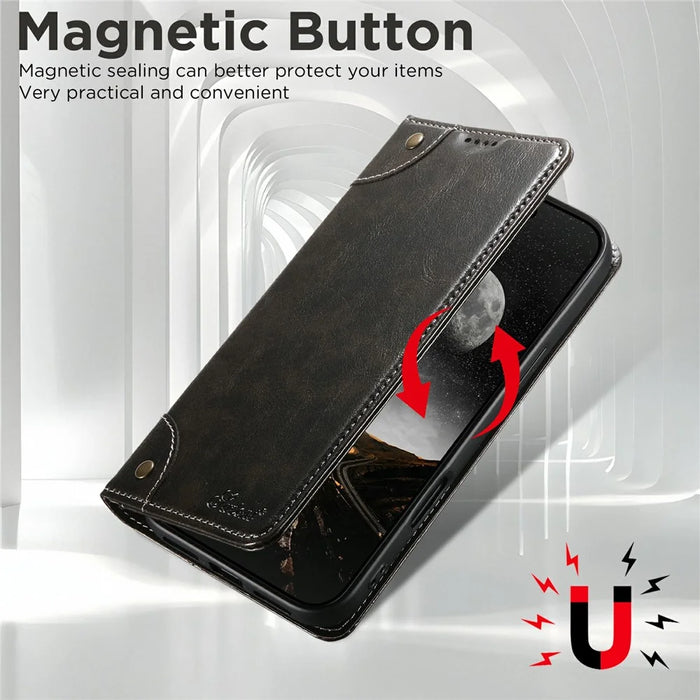SUTENI For iPhone Air Case PU Leather Stand Wallet Phone Cover - Black - 5