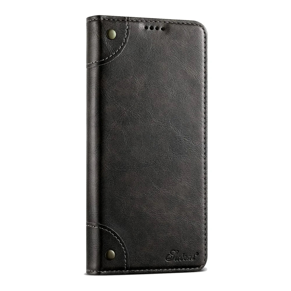 SUTENI For iPhone Air Case PU Leather Stand Wallet Phone Cover - Black - 7