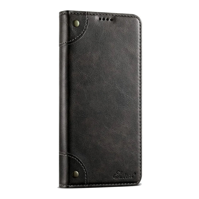 SUTENI For iPhone Air Case PU Leather Stand Wallet Phone Cover - Black - 7