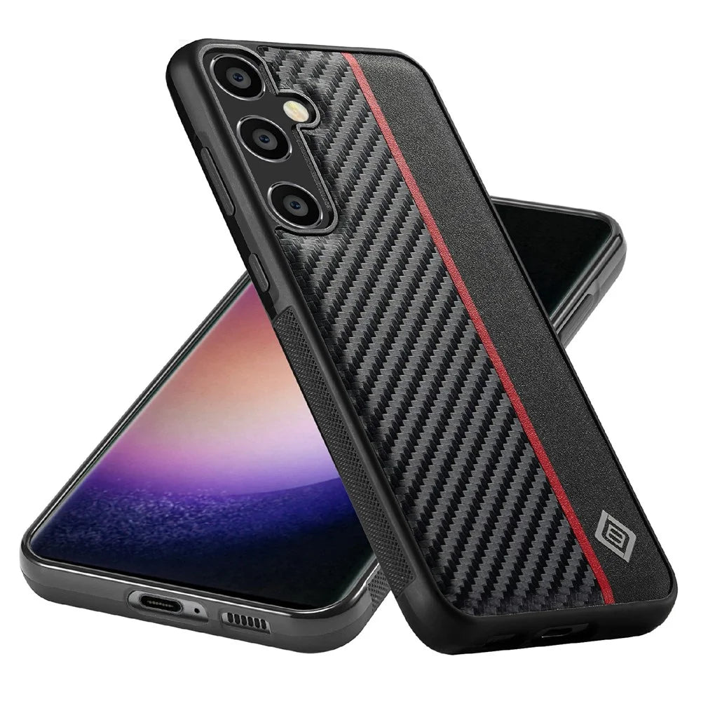 LC.IMEEKE For Samsung Galaxy S25 FE Case Carbon Fiber Texture Leather + TPU + EVA Phone Cover - 2