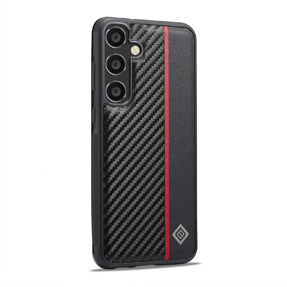 LC.IMEEKE For Samsung Galaxy S25 FE Case Carbon Fiber Texture Leather + TPU + EVA Phone Cover - 4