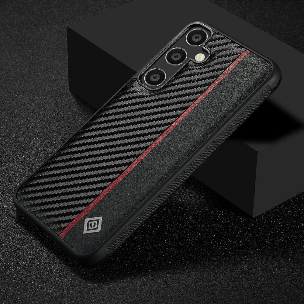 LC.IMEEKE For Samsung Galaxy S25 FE Case Carbon Fiber Texture Leather + TPU + EVA Phone Cover - 6