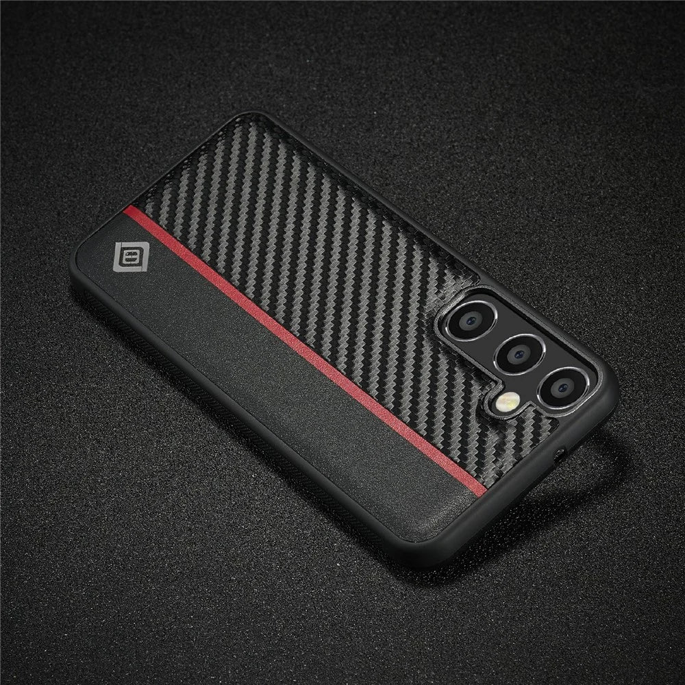 LC.IMEEKE For Samsung Galaxy S25 FE Case Carbon Fiber Texture Leather + TPU + EVA Phone Cover - 7