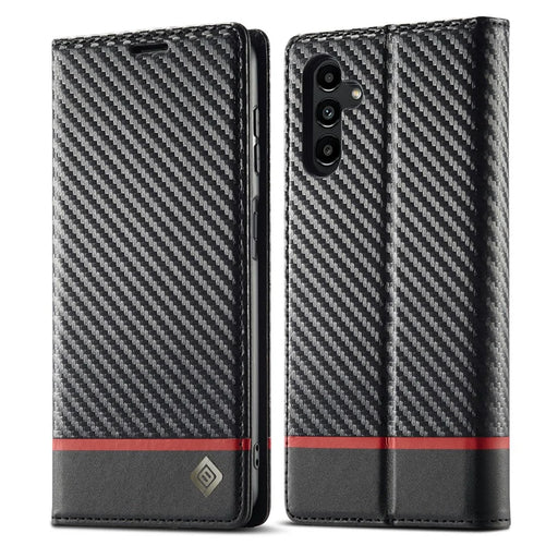 LC.IMEEKE For Samsung Galaxy S25 FE Wallet Case Carbon Fiber Texture Leather Phone Cover - Horizontal Stripe - 1