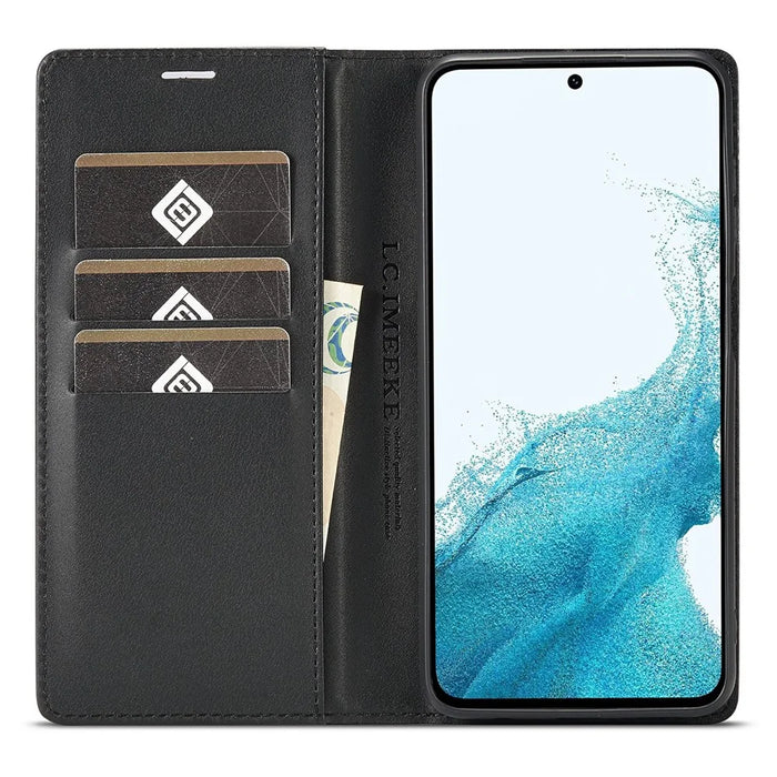 LC.IMEEKE For Samsung Galaxy S25 FE Wallet Case Carbon Fiber Texture Leather Phone Cover - Horizontal Stripe - 2