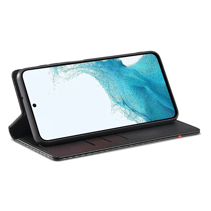 LC.IMEEKE For Samsung Galaxy S25 FE Wallet Case Carbon Fiber Texture Leather Phone Cover - Horizontal Stripe - 3