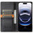 N.BEKUS P3 For iPhone 16 Case RFID Blocking Wallet Stand PU Leather Flip Phone Cover - Black - 2